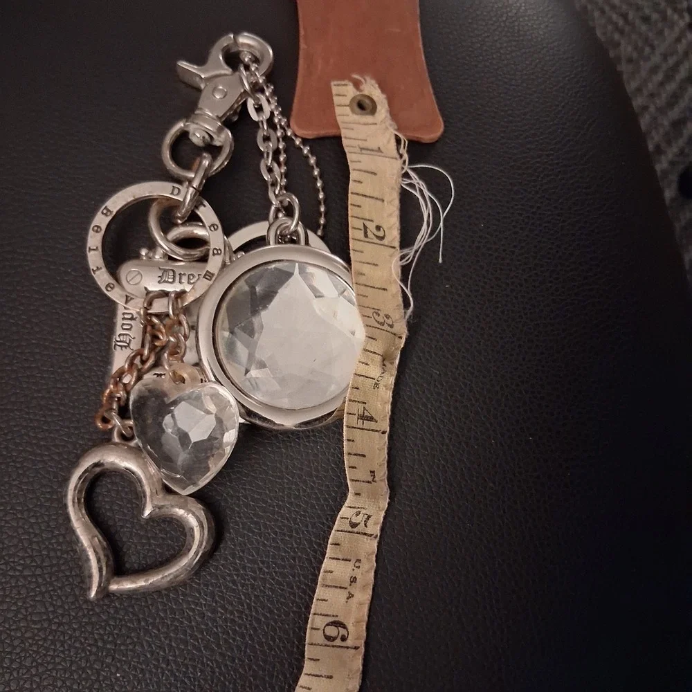 Vintage Y2K Bling Bag Charm‎ Chunky Bundle Bebe Diamond Gem Heart Fob